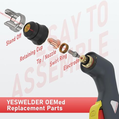 YESWELDER 24pcs Plasma Cutting Torch Consumables Sets Tip Electrode of IPT40, Suitable for YESWELDER CUT-55DS Pro/CUT-65DS Plasma Cutter in Saudi Arabia