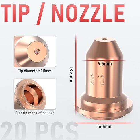 YESWELDER 24pcs Plasma Cutting Torch Consumables Sets Tip Electrode of IPT40, Suitable for YESWELDER CUT-55DS Pro/CUT-65DS Plasma Cutter in Saudi Arabia