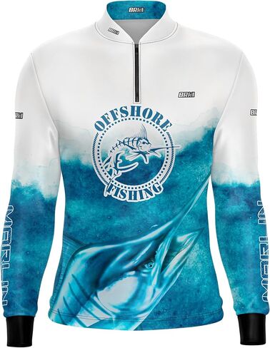 BRK Mens Long Sleeve Fishing Shirt Offshore Marlin UPF 30 Sun Protection in Saudi Arabia