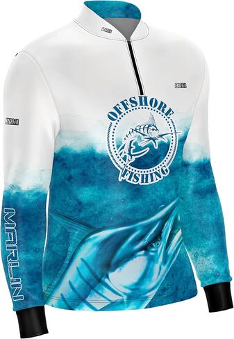 BRK Mens Long Sleeve Fishing Shirt Offshore Marlin UPF 30 Sun Protection in Saudi Arabia