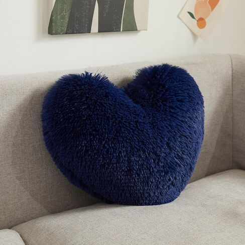 XeGe Cute Double-Sided Faux Fur Heart Pillow, Plush Shaggy Decorative Throw Pillow, 15"x17" Cozy Fluffy Heart Shaped Pillow with Insert, Furry Accent Pillow for Girls/Women/Kids/Children Gift, Pink in Saudi Arabia