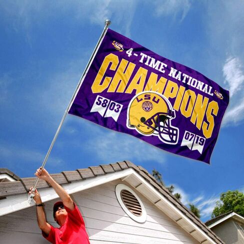 شركة College Flags & Banners Co. ولاية لويزيانا LSU Tigers 4 Time Football الأبطال الوطنيون علم مزدوج الجوانب in Saudi Arabia