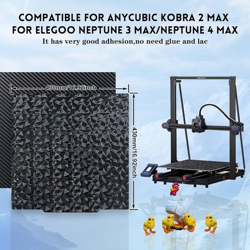 Ideaformer Flexible PEO PET Build Plate 430x430mm,Double Sided Smooth Diamond PEO+Carbon Fiber PET Spring Steel Sheet No Magnetic Plate for Anycub Kobra 2 Max for Elegoo Neptune 3 Max/Neptune 4 Max in Kuwait
