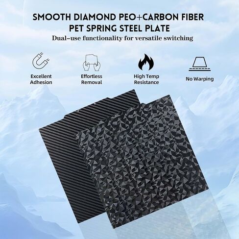 Ideaformer Flexible PEO PET Build Plate 430x430mm,Double Sided Smooth Diamond PEO+Carbon Fiber PET Spring Steel Sheet No Magnetic Plate for Anycub Kobra 2 Max for Elegoo Neptune 3 Max/Neptune 4 Max in Kuwait