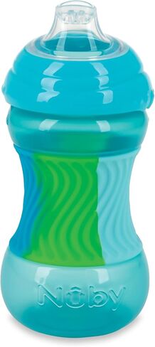Nuby No Spill Sili Bands 10oz Soft Spout Cup with Textured Easy Grip Silicone Band - Pink in Saudi Arabia