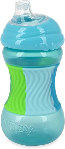 Nuby No Spill Sili Bands 10oz Soft Spout Cup with Textured Easy Grip Silicone Band - Pink in Saudi Arabia
