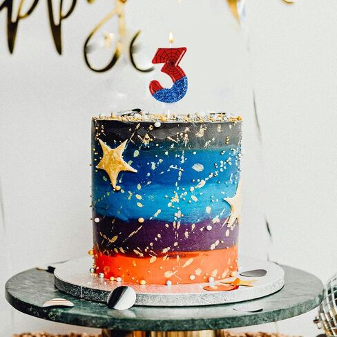 Spider Candle, Spider Web Candles Blue Sequins Number Candle Cake Topper Candle Birthday Cake Candles Spider Birthday Decorations for Boy Spider Themed Birthday Party Halloween Supplies (3) in Saudi Arabia