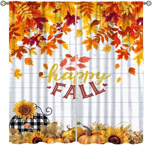 Fall Pumpkin Curtains Fall Thanksgiving Harvest Orange Farmhouse Pattern Printing Curtains Bedroom Living Room Decoration Curtains W42 * L45 Inch in Saudi Arabia
