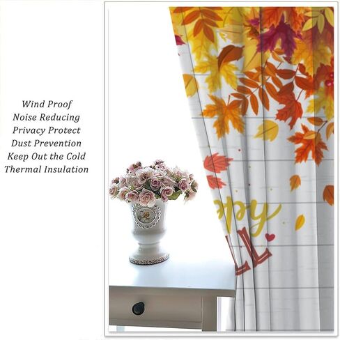 Fall Pumpkin Curtains Fall Thanksgiving Harvest Orange Farmhouse Pattern Printing Curtains Bedroom Living Room Decoration Curtains W42 * L45 Inch in Saudi Arabia