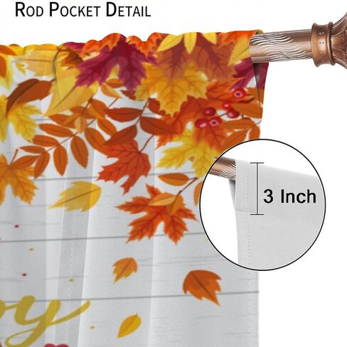 Fall Pumpkin Curtains Fall Thanksgiving Harvest Orange Farmhouse Pattern Printing Curtains Bedroom Living Room Decoration Curtains W42 * L45 Inch in Saudi Arabia