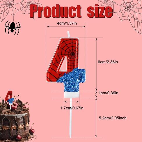 Spider Candle, Spider Web Candles Blue Sequins Number Candle Cake Topper Candle Birthday Cake Candles Spider Birthday Decorations for Boy Spider Themed Birthday Party Halloween Supplies (3) in Saudi Arabia