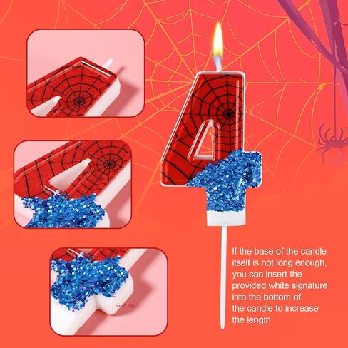 Spider Candle, Spider Web Candles Blue Sequins Number Candle Cake Topper Candle Birthday Cake Candles Spider Birthday Decorations for Boy Spider Themed Birthday Party Halloween Supplies (3) in Saudi Arabia