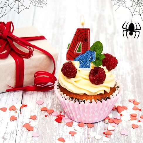 Spider Candle, Spider Web Candles Blue Sequins Number Candle Cake Topper Candle Birthday Cake Candles Spider Birthday Decorations for Boy Spider Themed Birthday Party Halloween Supplies (3) in Saudi Arabia