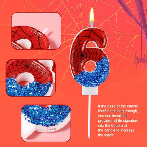 Spider Candle, Spider Web Candles Blue Sequins Number Candle Cake Topper Candle Birthday Cake Candles Spider Birthday Decorations for Boy Spider Themed Birthday Party Halloween Supplies (3) in Saudi Arabia