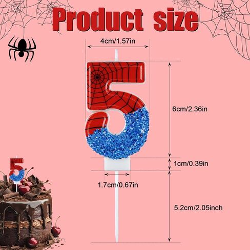 Spider Candle, Spider Web Candles Blue Sequins Number Candle Cake Topper Candle Birthday Cake Candles Spider Birthday Decorations for Boy Spider Themed Birthday Party Halloween Supplies (3) in Saudi Arabia