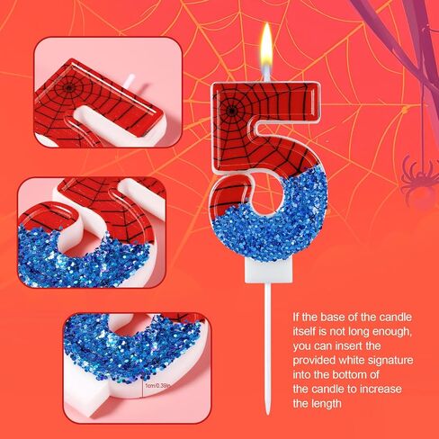 Spider Candle, Spider Web Candles Blue Sequins Number Candle Cake Topper Candle Birthday Cake Candles Spider Birthday Decorations for Boy Spider Themed Birthday Party Halloween Supplies (3) in Saudi Arabia