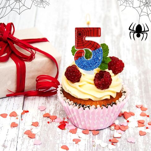 Spider Candle, Spider Web Candles Blue Sequins Number Candle Cake Topper Candle Birthday Cake Candles Spider Birthday Decorations for Boy Spider Themed Birthday Party Halloween Supplies (3) in Saudi Arabia