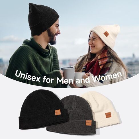 Winter Beanie Hat for Men: Warm Knit Beanie Unisex Skull Cap Men Women Cuffed Hat for Cold Weather in Saudi Arabia