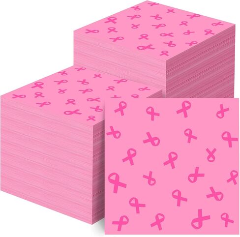 TaoBary 200 Pack Breast Cancer Awareness Decorations Paper Napkins Pink Ribbon Disposable Party Napkin for Breast Cancer Survivor Tableware Decorations Party Supplies(Pink) in Saudi Arabia