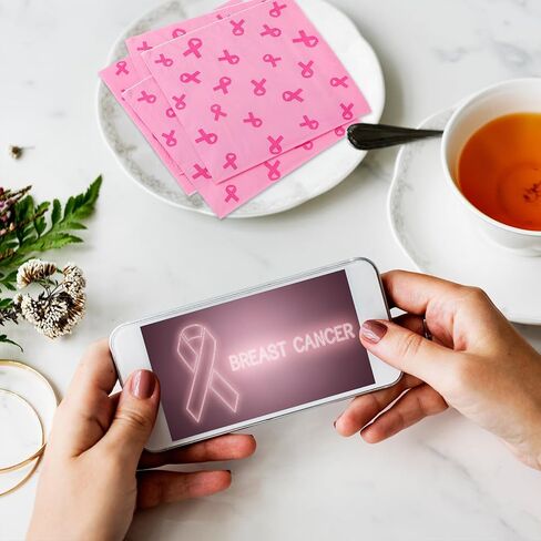 TaoBary 200 Pack Breast Cancer Awareness Decorations Paper Napkins Pink Ribbon Disposable Party Napkin for Breast Cancer Survivor Tableware Decorations Party Supplies(Pink) in Saudi Arabia