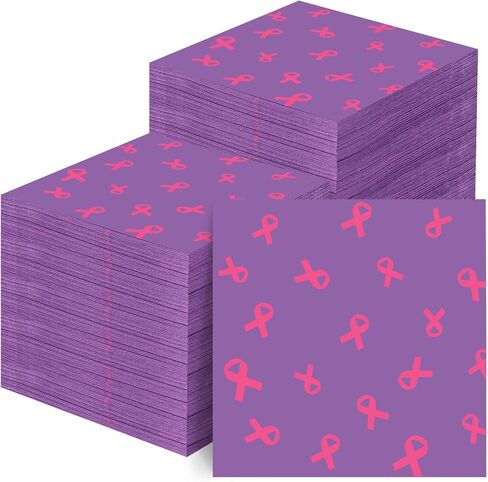 TaoBary 200 Pack Breast Cancer Awareness Decorations Paper Napkins Pink Ribbon Disposable Party Napkin for Breast Cancer Survivor Tableware Decorations Party Supplies(Pink) in Saudi Arabia