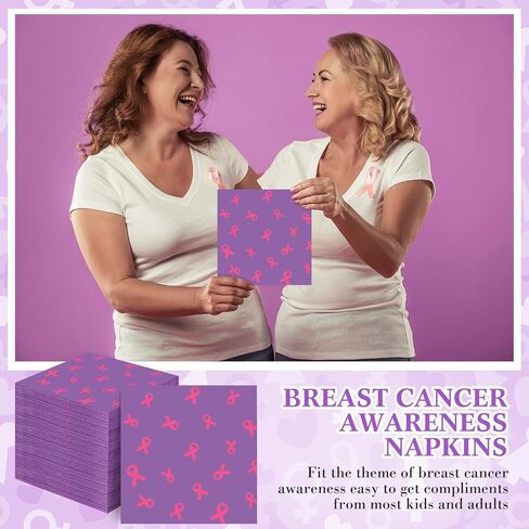 TaoBary 200 Pack Breast Cancer Awareness Decorations Paper Napkins Pink Ribbon Disposable Party Napkin for Breast Cancer Survivor Tableware Decorations Party Supplies(Pink) in Saudi Arabia