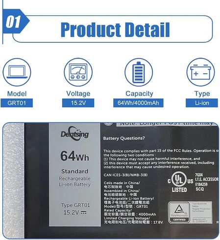 Dentsing DKNKD (11.1V 97Wh/8550mAh) X8VWF Laptop Battery Compatible with Dell Latitude 14 Rugged 5404 7404 E5404 E7404 Series Notebook 4XKN5 CJ2K1 5XT3V 05XT3V VCWGN 0VCHGN 09FN4 XN4KN XRJDF YGV51 in Saudi Arabia