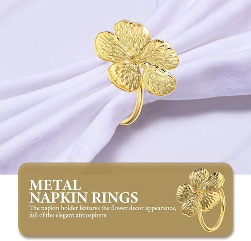 PRETYZOOM 12pcs Golden Flower Napkin Rings, Wedding Floral Serviette Buckles Alloy Napkin Holder Holiday Flower Napkin Buckle for Halloween Christmas Daily in Saudi Arabia