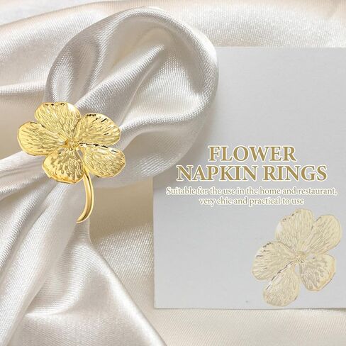 PRETYZOOM 12pcs Golden Flower Napkin Rings, Wedding Floral Serviette Buckles Alloy Napkin Holder Holiday Flower Napkin Buckle for Halloween Christmas Daily in Saudi Arabia