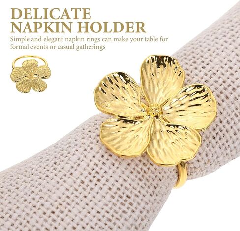 PRETYZOOM 12pcs Golden Flower Napkin Rings, Wedding Floral Serviette Buckles Alloy Napkin Holder Holiday Flower Napkin Buckle for Halloween Christmas Daily in Saudi Arabia