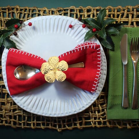 PRETYZOOM 12pcs Golden Flower Napkin Rings, Wedding Floral Serviette Buckles Alloy Napkin Holder Holiday Flower Napkin Buckle for Halloween Christmas Daily in Saudi Arabia