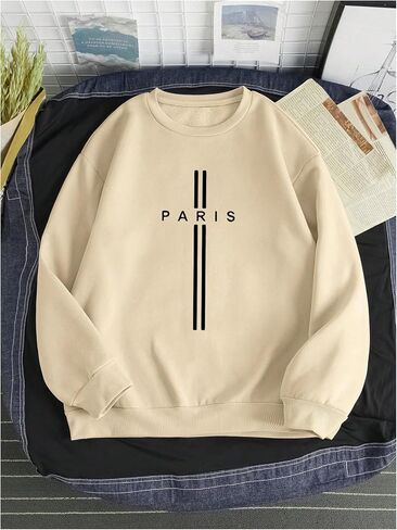 SOLY HUX Men's Sweatshirt Letter Print Crewneck Long Sleeve Casual Pullover Tops in Saudi Arabia
