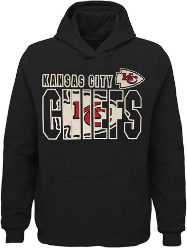 Outerstuff NFL Kansas City Chiefs أسود للأطفال الشباب 8-20 فريق رسمي لعبة هبوط الأداء شعار أساسي كنزة قطيفة in Saudi Arabia