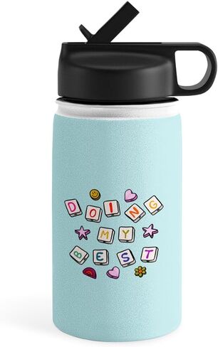 Deny Designs Water Bottle, Straw Lid 18 oz, Doodle By Meg Doing My Best in Saudi Arabia