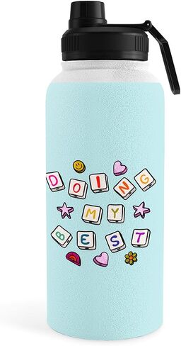 Deny Designs Water Bottle, Straw Lid 18 oz, Doodle By Meg Doing My Best in Saudi Arabia