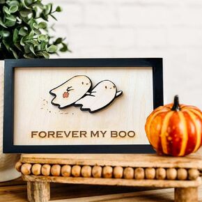Personalized Valentines Day Gifts- Forever My Boo sign, Cute Ghost Decor, Spooky Decor, Kawaii Decor, Sweet Funny Valentines Day Romantic Gifts for Couples Boyfriend Husband Fiance Wife Girlfriend