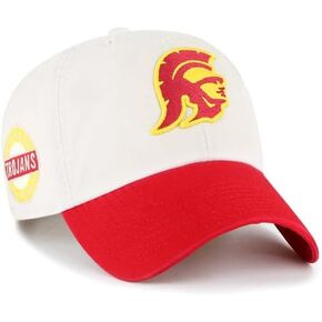 '47 USC So Cal Trojans Mens Womens Sidestep Clean Up Adjustable Strapback Bone White Hat with Team Color Logo