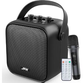 JFH Karaoke Machine Portable Bluetooth Speaker Rechargeable Megaphone PA Speaker System,Karaoke Machine for Adults Kid with Wireless Microphone,Supports TF/USB,Microphone/Guitar Inputs,for Home Party