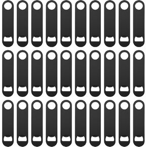 30 Pcs Flat Bottle Opener 7 Inch Black Stainless Steel Beer bottle Openers Heavy Duty Bar Blade Solid Bottle Cap Opener Funny Bartender Bottle Opener for Kitchen Restaurant Party Supplies