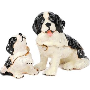 Cute Dog Trinket Boxes Hinged Enamel Hand-Painted Jewelry Box Animals Figurine Craft Ornaments Unique Gift for Home Decor