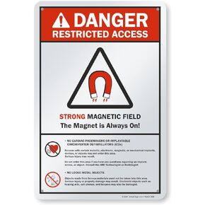 SmartSign "Danger Restricted Access - Strong Magnetic Field, No Cardiac Pacemakers" Sign | 12" x 18" Aluminum