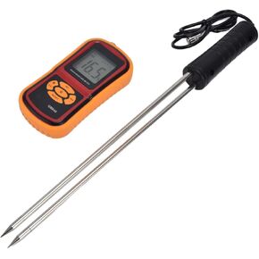 Hay Meter, 5% to 30% Digital LCD Grain Meter 41cm Use Probe Humidity Tester Portable Water Content Analyzer for Cereal Straw Corn Wheat Rice Bean Wheat Bran