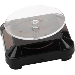 Solar Powered Rotating Showcase, 360 Degrees Rotating Turntable Watch Phone Jewelry Display Stand Hobby Collection Shelf with Led Light for Storefront Window Office Counter(#2)