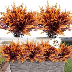 20Pcs Artificial Outdoor Plants Bulk UV Resistant Green Flower Shrubs Bushes Fake Boxwood Monkey Grass Rosemary Lavender Faux Tall Grass Greenery for Outside Planter Front Porch Yard Garden
