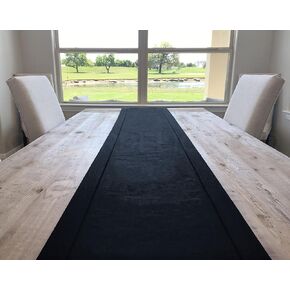 CleverDelights Black Linen Hemstitch Table Runner - 16" x 72" - 100% Linen
