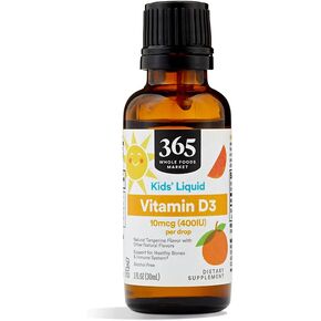 365 By Whole Foods Market, Vitamin D-3 Liquid 400Iu Tangerine Flavor, 1 Ounce
