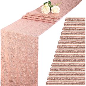 Irenare 12 x 108 Inches Sequin Table Runner Glitter Table Runner Rectangle Tables Covers for Wedding Baby Shower Party Decorations (Silver,12 Pieces)