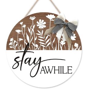 OLMIXA Please Remove Your Shoes Wooden Sign (12x12 inch), Minimalist Shoes Off with Bow Door Hanger, No Shoes Welcome Hanging Sign for Front Door Porch Entryway Decor