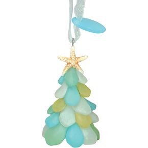 Cape Shore Christmas Resin Ornament, Sea Glass Tree, Holiday Tree Decoration, Home Collection