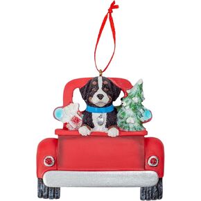 Kurt Adler A1940BM Bernese Mountain Dog in Back of Truck Ornament for Personalization, 5-inch High, Resin for Christmas